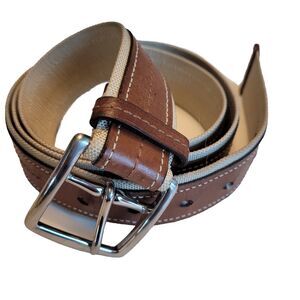 COACH Belt Canvas over Leather Silver Buckle 41 - 45 waist Mens 50 in.